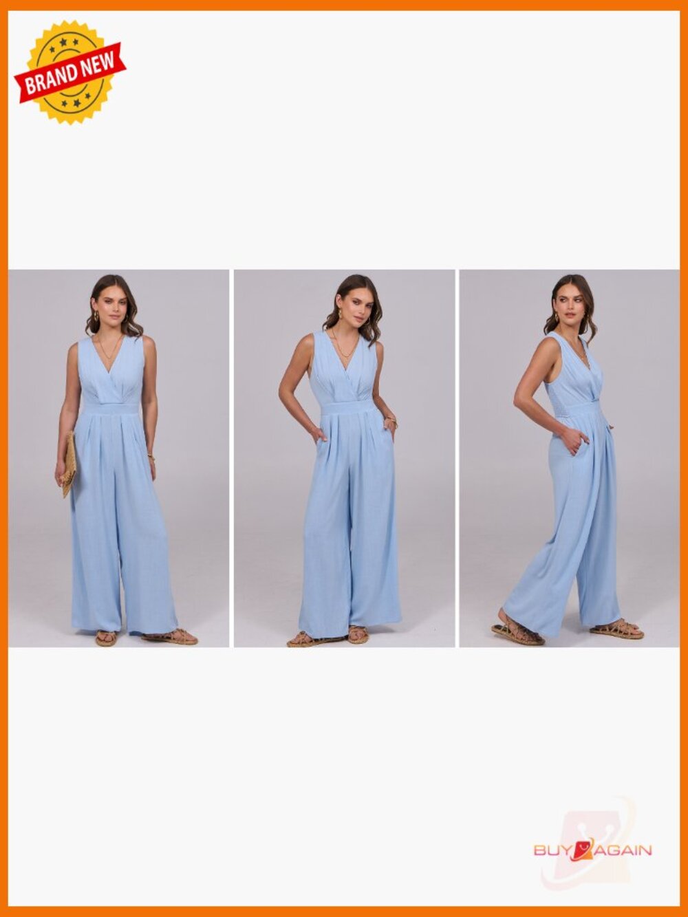 Sleeveless V-Neck Backless Jumpsuit Romper Casual Dressy One Piece Pants - Picture 7 of 7